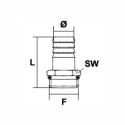 JONCTION FIL. CYLINDRIQUE. MALE 3/8 D. 13 mm